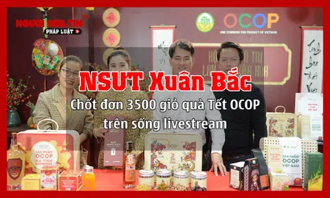 NSƯT Xuân Bắc chốt đơn 3500 giỏ quà Tết OCOP trên sóng livestream