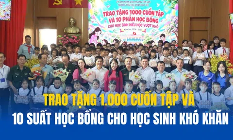 Tân Sơn, TP HCM: Trao tặng 1000 cuốn tập và 10 xuất học bổng cho học sinh tiểu học vượt khó