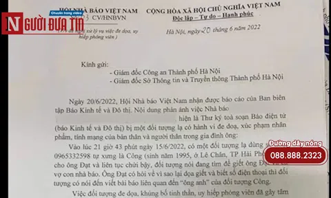 Vụ phóng viên bị dọa giết: Hội Nhà báo Việt Nam vào cuộc bảo vệ quyền lợi của phóng viên