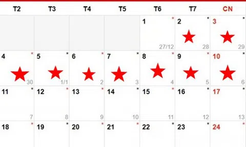 Đã có lịch nghỉ Tết Nguyên đán Kỷ Hợi 2019